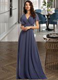 Jazmin A-Line V-neck Floor-Length Bridesmaid Dress STKP0012770