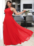 London A-Line Scoop Neck Floor-Length Bridesmaid Dress STKP0012779