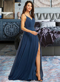 Skye A-Line V-neck Floor-Length Bridesmaid Dress With Split Front STKP0012780