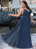 Skye A-Line V-neck Floor-Length Bridesmaid Dress With Split Front STKP0012780