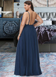 Skye A-Line V-neck Floor-Length Bridesmaid Dress With Split Front STKP0012780