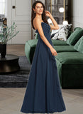 Lola A-Line V-neck Floor-Length Bridesmaid Dress With Split Front STKP0012782