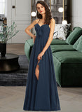 Lola A-Line V-neck Floor-Length Bridesmaid Dress With Split Front STKP0012782