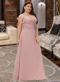 Alondra Empire V-Neck Floor-Length Chiffon Bridesmaid Dress With Cascading Ruffles STKP0012790