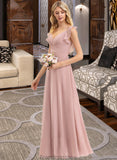 Alondra Empire V-Neck Floor-Length Chiffon Bridesmaid Dress With Cascading Ruffles STKP0012790