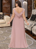 Alondra Empire V-Neck Floor-Length Chiffon Bridesmaid Dress With Cascading Ruffles STKP0012790