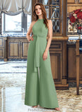 Jaylin Jumpsuit/Pantsuit High Neck Floor-Length Bridesmaid Dress With Bow(s) STKP0012792