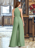 Jaylin Jumpsuit/Pantsuit High Neck Floor-Length Bridesmaid Dress With Bow(s) STKP0012792