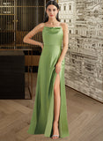 Laura A-Line Cowl Neck Floor-Length Bridesmaid Dress With Split Front STKP0012796