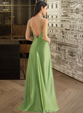 Laura A-Line Cowl Neck Floor-Length Bridesmaid Dress With Split Front STKP0012796