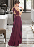 Mallory A-Line Halter Floor-Length Bridesmaid Dress With Split Front STKP0012798