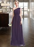 Kathleen A-line One Shoulder Floor-Length Chiffon Bridesmaid Dress With Ruffle STKP0012803