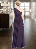 Kathleen A-line One Shoulder Floor-Length Chiffon Bridesmaid Dress With Ruffle STKP0012803