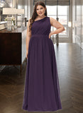 Kathleen A-line One Shoulder Floor-Length Chiffon Bridesmaid Dress With Ruffle STKP0012803