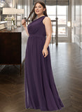 Kathleen A-line One Shoulder Floor-Length Chiffon Bridesmaid Dress With Ruffle STKP0012803