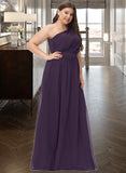 Kathleen A-line One Shoulder Floor-Length Chiffon Bridesmaid Dress With Ruffle STKP0012803