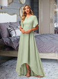 Katrina A-Line Asymmetrical Bridesmaid Dress With Ruffle STKP0012806