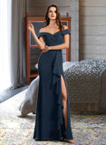 Itzel A-Line Off-the-Shoulder Floor-Length Bridesmaid Dress With Ruffle STKP0012807