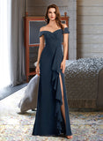 Itzel A-Line Off-the-Shoulder Floor-Length Bridesmaid Dress With Ruffle STKP0012807