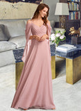 Journey A-Line V-neck Floor-Length Bridesmaid Dress STKP0012810