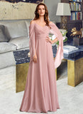 Journey A-Line V-neck Floor-Length Bridesmaid Dress STKP0012810