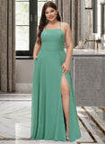 Brittany A-Line Square Neckline Floor-Length Chiffon Bridesmaid Dress STKP0012811