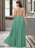 Brittany A-Line Square Neckline Floor-Length Chiffon Bridesmaid Dress STKP0012811