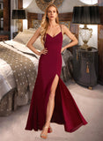 Louise Trumpet/Mermaid V-neck Floor-Length Bridesmaid Dress With Split Front STKP0012814