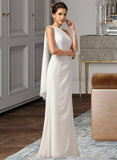 Skyler Sheath/Column One Shoulder Floor-Length Chiffon Bridesmaid Dress With Ruffle STKP0012820