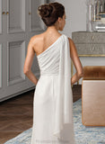 Skyler Sheath/Column One Shoulder Floor-Length Chiffon Bridesmaid Dress With Ruffle STKP0012820