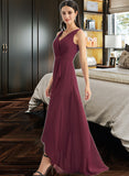 Isis A-Line V-neck Asymmetrical Bridesmaid Dress With Split Front STKP0012824