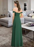 Lilah A-line Off the Shoulder Floor-Length Chiffon Bridesmaid Dress With Ruffle STKP0012825