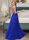 Mallory A-Line Scoop Neck Floor-Length Chiffon Bridesmaid Dress With Split Front STKP0012826