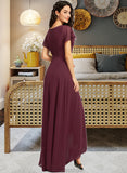 Jordan A-Line Scoop Neck Asymmetrical Bridesmaid Dress With Ruffle STKP0012831