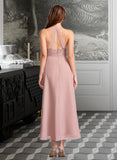 Elizabeth A-Line V-neck Asymmetrical Bridesmaid Dress With Split Front STKP0012833