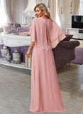 Kierra A-Line V-neck Floor-Length Bridesmaid Dress With Lace STKP0012842