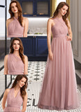 Dania A-Line One-Shoulder V-neck Off-the-Shoulder Floor-Length Bridesmaid Dress STKP0012843