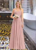 Tabitha A-LineV-neckFloor-LengthChiffonBridesmaidDressWithRuffle#251358 STKP0012849