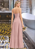 Tabitha A-LineV-neckFloor-LengthChiffonBridesmaidDressWithRuffle#251358 STKP0012849