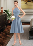 Juliana A-Line Scoop Neck Knee-Length Chiffon Bridesmaid Dress With Ruffle STKP0012853