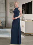 Skyler A-Line Scoop Neck Floor-Length Chiffon Bridesmaid Dress With Ruffle STKP0012861