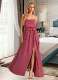 Lexie A-Line Cowl Neck Floor-Length Bridesmaid Dress With Ruffle Split Front STKP0012862