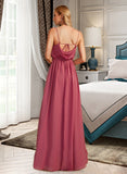 Lexie A-Line Cowl Neck Floor-Length Bridesmaid Dress With Ruffle Split Front STKP0012862