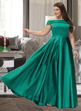 Phoenix Ball-Gown/Princess Off-the-Shoulder Floor-Length Satin Bridesmaid Dress With Split Front Pockets STKP0012866