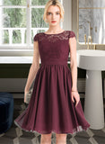 Destiney A-Line Scoop Neck Knee-Length Chiffon Bridesmaid Dress STKP0012869