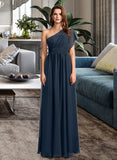 Lara A-Line One-Shoulder Floor-Length Bridesmaid Dress With Ruffle STKP0012875