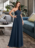 Lara A-Line One-Shoulder Floor-Length Bridesmaid Dress With Ruffle STKP0012875