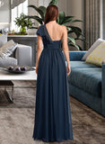 Lara A-Line One-Shoulder Floor-Length Bridesmaid Dress With Ruffle STKP0012875