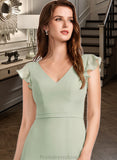 Aisha A-Line V-neck Floor-Length Bridesmaid Dress With Split Front STKP0012883