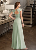 Aisha A-Line V-neck Floor-Length Bridesmaid Dress With Split Front STKP0012883